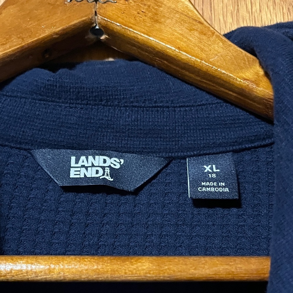 Lands' End Navy Casual Button Down Shirt - Picture 2 of 10
